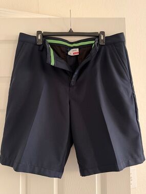 Izod Navy Flat-Front Golf Shorts